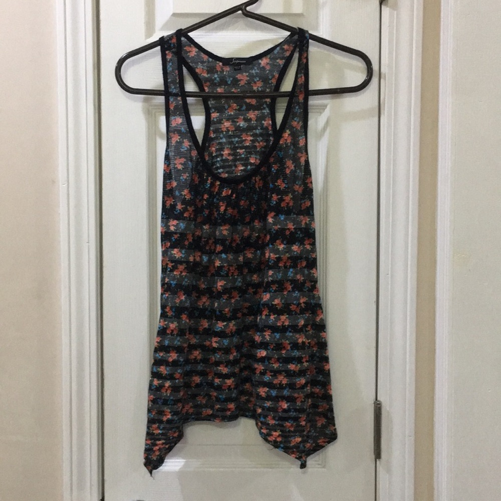 Soprano floral striped tank top
